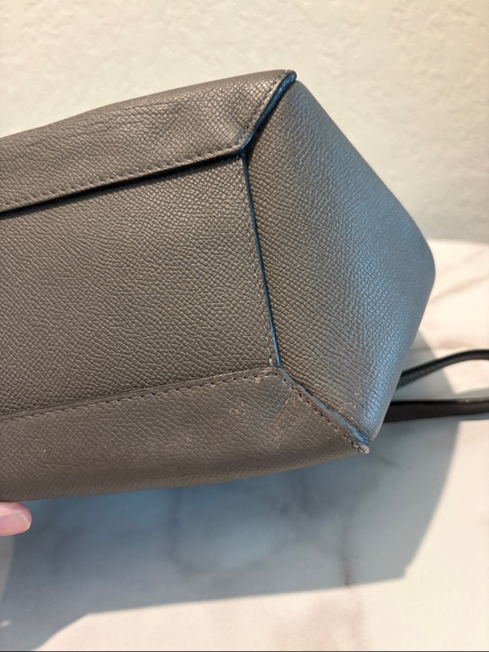 Celine Mini Belt Gray Leather Satchel with Top Handle - Picture 7 of 15